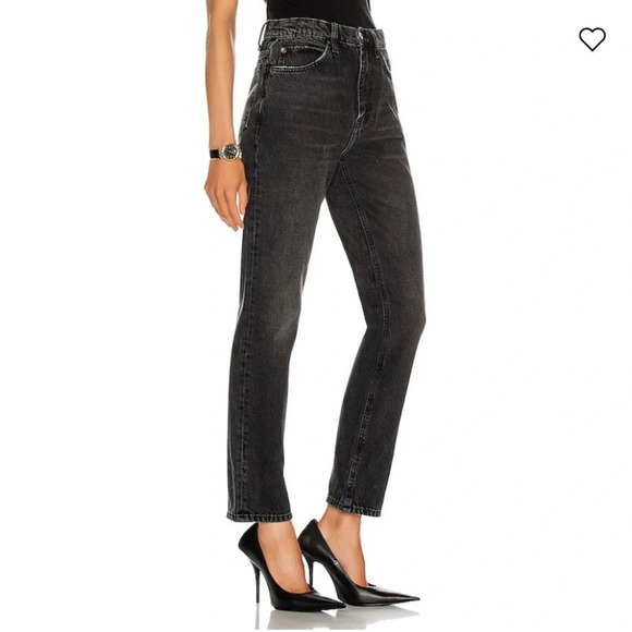 Re/Done Originals 70’s Straight Jeans In Black Wash Cotton High Rise Size 26 - Picture 2 of 8